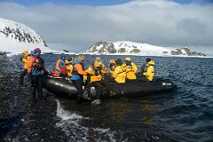 09B Disembarking From Zodiac At Aitcho Barrientos Island In South Shetland Islands On Quark Expeditions Antarctica Cruise